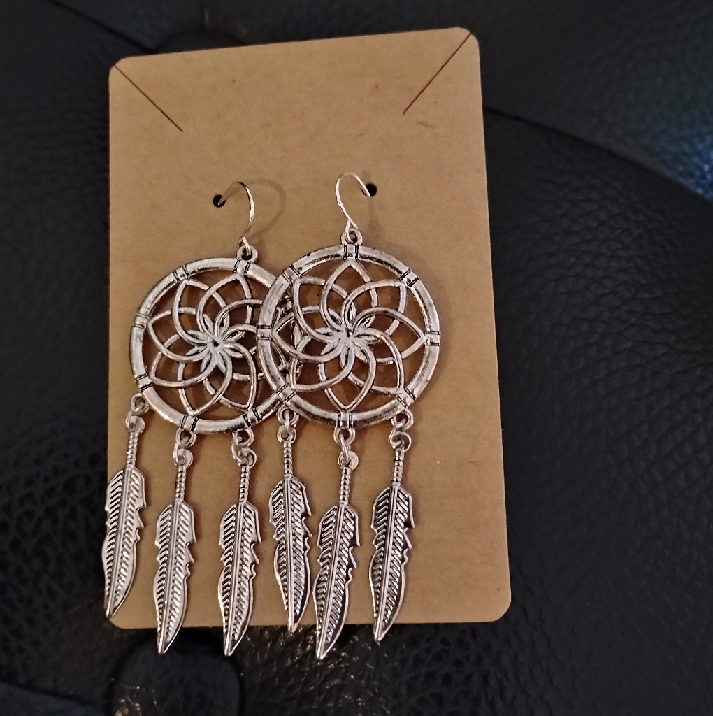 Silver Dreamcatcher Earrings Silver Tone